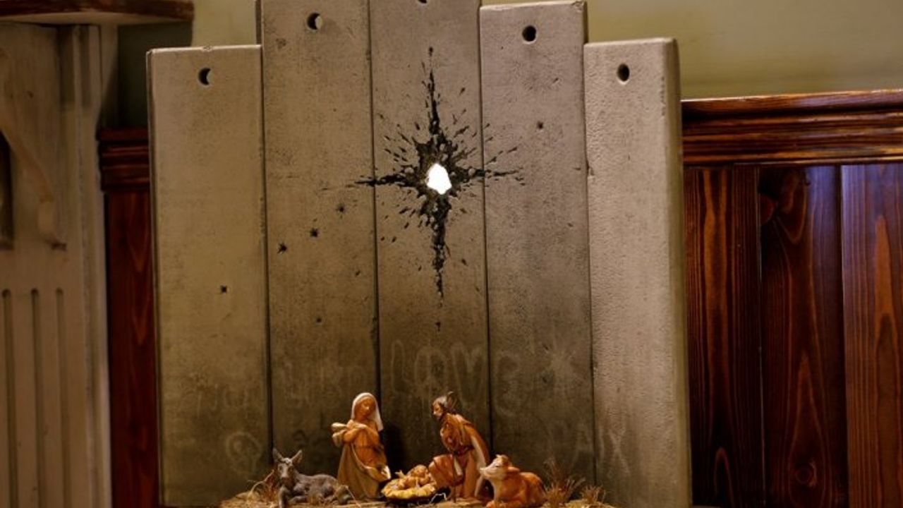 İngiliz sanatçı Banksy'nin yeni maket çalışması Beytüllahim'de sergilendi
