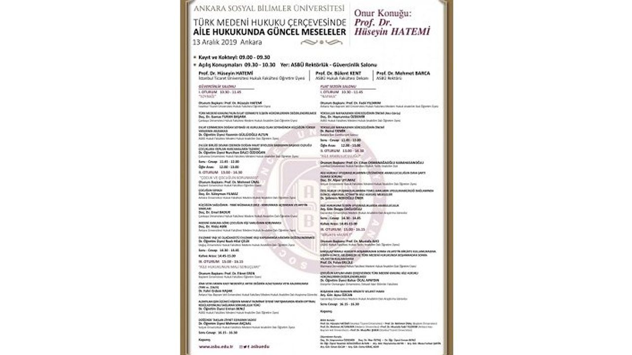 Türk Medeni Hukuku Çerçevesinde Aile Hukukunda Güncel Meseleler Sempozyumu