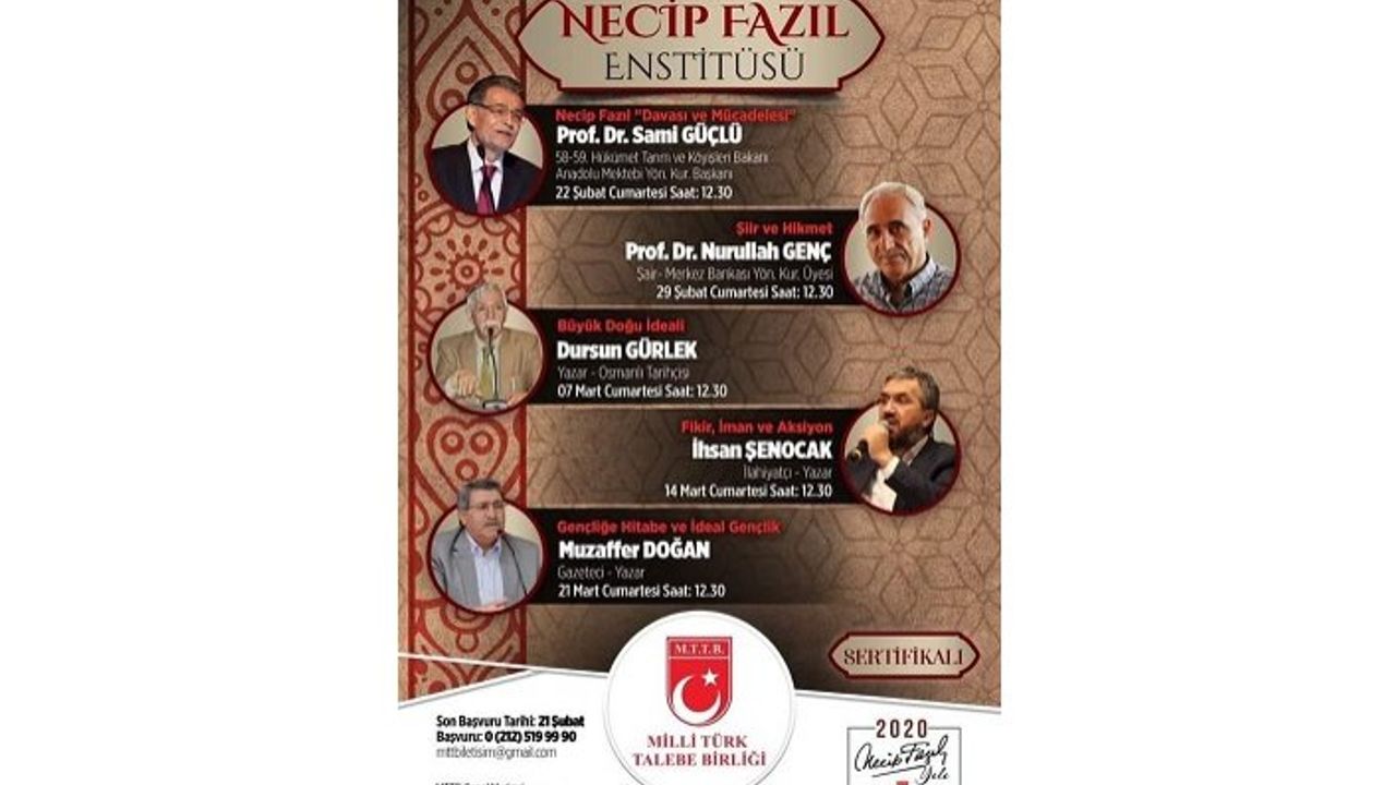 “Necip Fazıl Enstitüsü” MTTB’de başlıyor