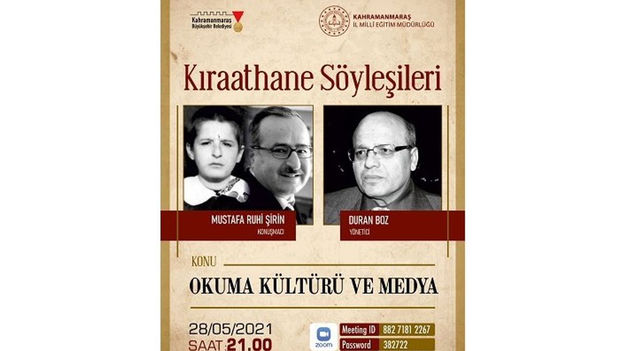Kıraathane Söyleşileri'nde bu hafta: "Okuma kültürü ve medya"