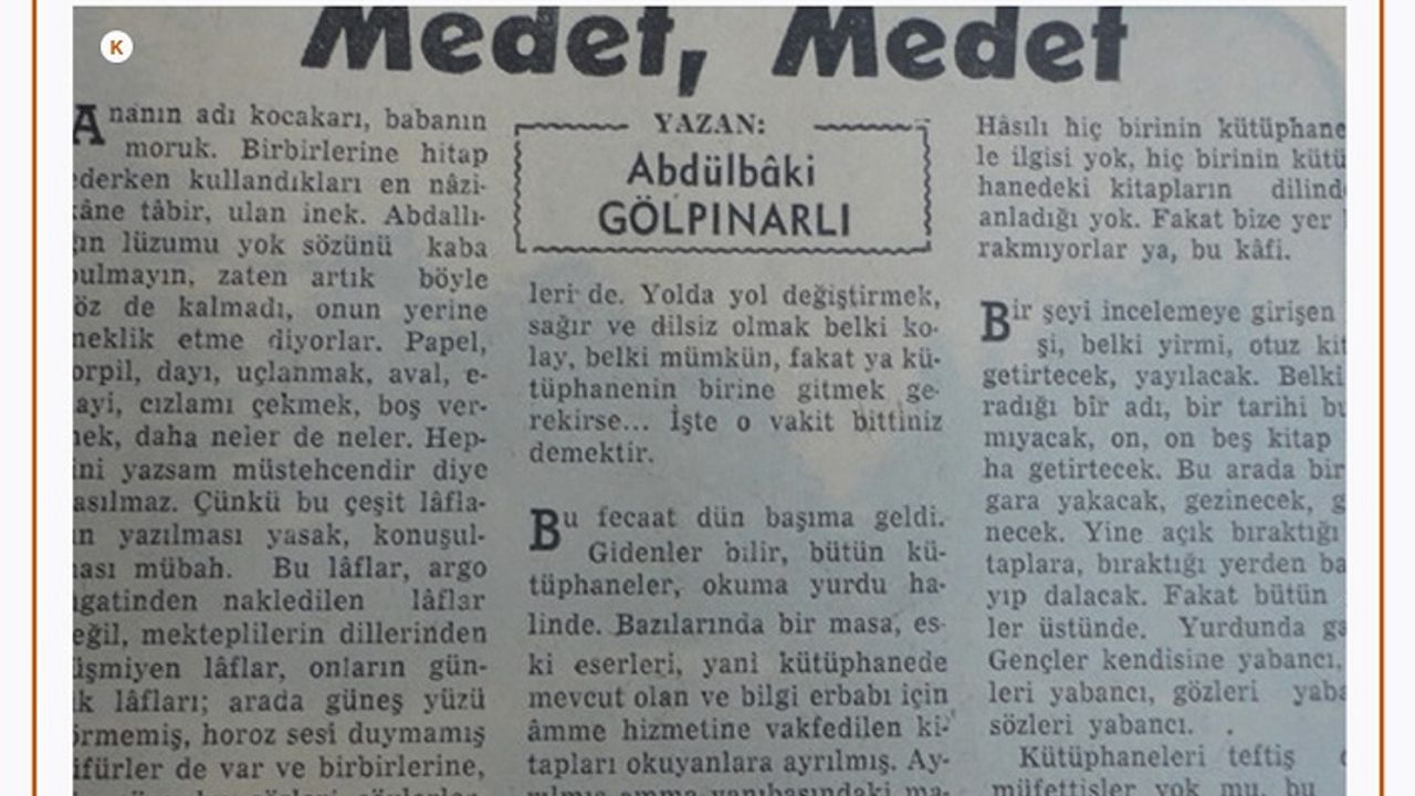 Abdülbaki Gölpınarlı’nın imdat çağrısı ve itirazı
