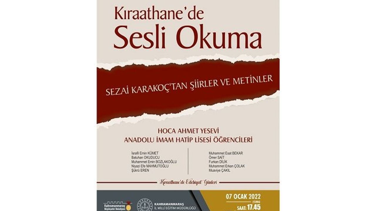 Kıraathane'de sesli okuma: Sezai Karakoç'tan şiirler ve metinler