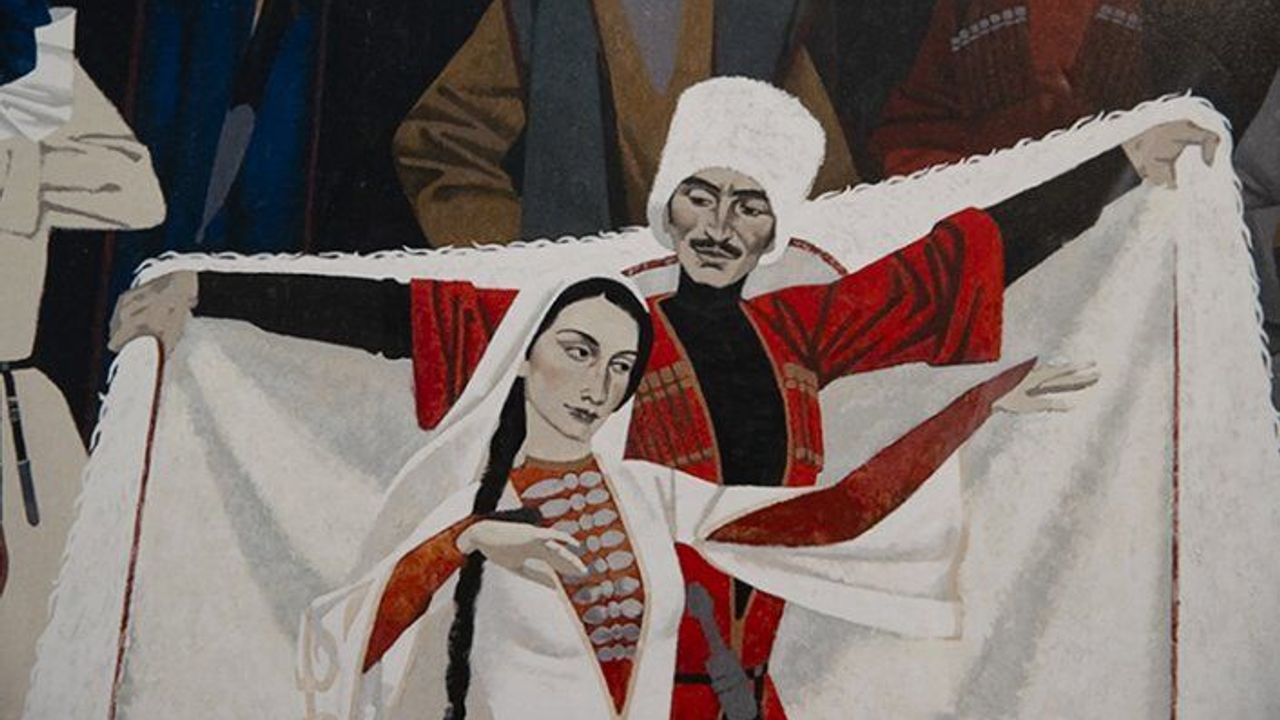 Kafkas halk kahramanlarının resmedildiği 'Kafkasya Efsaneleri' sergisi sanatseverlerle buluşuyor