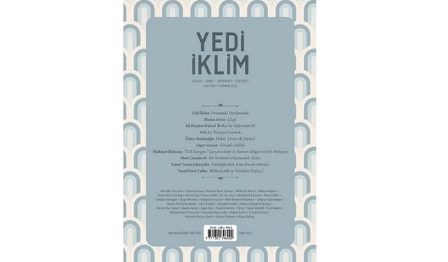 Yedi İklim dergisi 399. sayısı ile raflarda