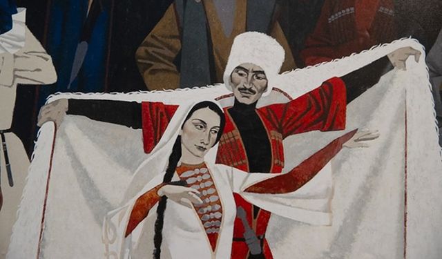 Kafkas halk kahramanlarının resmedildiği 'Kafkasya Efsaneleri' sergisi sanatseverlerle buluşuyor